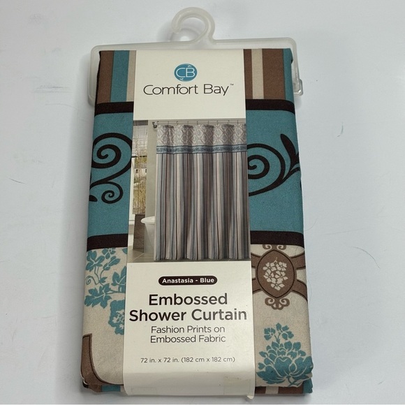 Comfort Bay Neutral Beige & Cream Stripe Textured Shower Curtain 70”X72” NEW - Picture 2 of 5